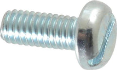 Value Collection - M4x0.70, 10mm Length Under Head Slotted Drive Machine Screw - Pan Head, Grade 4.8 Steel, Zinc-Plated Finish, Without Washer - Eagle Tool & Supply