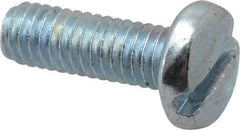 Value Collection - M4x0.70, 12mm Length Under Head Slotted Drive Machine Screw - Pan Head, Grade 4.8 Steel, Zinc-Plated Finish, Without Washer - Eagle Tool & Supply