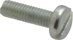 Value Collection - M4x0.70, 14mm Length Under Head Slotted Drive Machine Screw - Pan Head, Grade 4.8 Steel, Zinc-Plated Finish, Without Washer - Eagle Tool & Supply