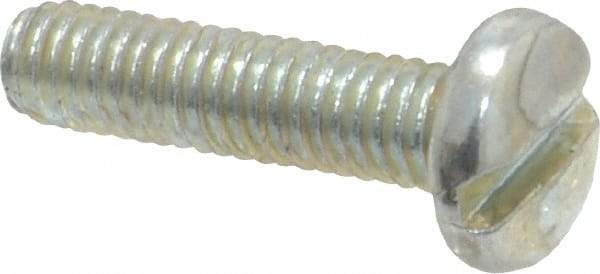 Value Collection - M4x0.70, 16mm Length Under Head Slotted Drive Machine Screw - Pan Head, Grade 4.8 Steel, Zinc-Plated Finish, Without Washer - Eagle Tool & Supply