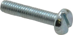 Value Collection - M4x0.70, 20mm Length Under Head Slotted Drive Machine Screw - Pan Head, Grade 4.8 Steel, Zinc-Plated Finish, Without Washer - Eagle Tool & Supply