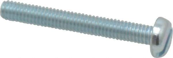 Value Collection - M4x0.70, 30mm Length Under Head Slotted Drive Machine Screw - Pan Head, Grade 4.8 Steel, Zinc-Plated Finish, Without Washer - Eagle Tool & Supply