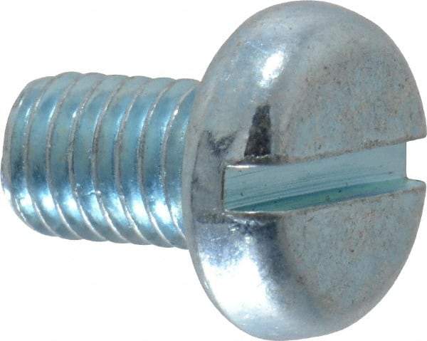 Value Collection - M5x0.80, 8mm Length Under Head Slotted Drive Machine Screw - Pan Head, Grade 4.8 Steel, Zinc-Plated Finish, Without Washer - Eagle Tool & Supply