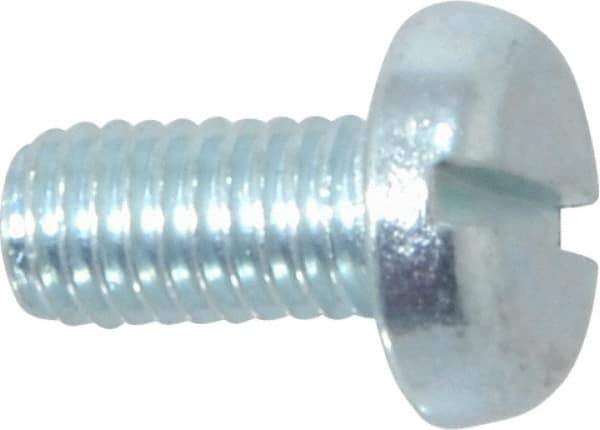 Value Collection - M5x0.80, 10mm Length Under Head Slotted Drive Machine Screw - Pan Head, Grade 4.8 Steel, Zinc-Plated Finish, Without Washer - Eagle Tool & Supply