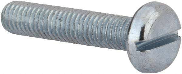 Value Collection - M5x0.80, 25mm Length Under Head Slotted Drive Machine Screw - Pan Head, Grade 4.8 Steel, Zinc-Plated Finish, Without Washer - Eagle Tool & Supply