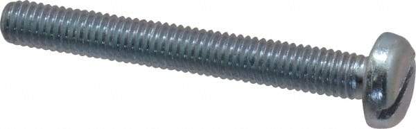 Value Collection - M5x0.80, 40mm Length Under Head Slotted Drive Machine Screw - Pan Head, Grade 4.8 Steel, Zinc-Plated Finish, Without Washer - Eagle Tool & Supply