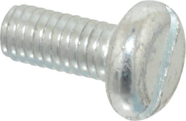 Value Collection - M6x1.00, 14mm Length Under Head Slotted Drive Machine Screw - Pan Head, Grade 4.8 Steel, Zinc-Plated Finish, Without Washer - Eagle Tool & Supply