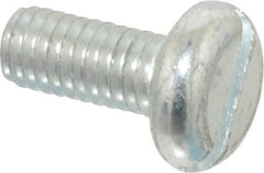 Value Collection - M6x1.00, 14mm Length Under Head Slotted Drive Machine Screw - Pan Head, Grade 4.8 Steel, Zinc-Plated Finish, Without Washer - Eagle Tool & Supply