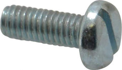 Value Collection - M6x1.00, 16mm Length Under Head Slotted Drive Machine Screw - Pan Head, Grade 4.8 Steel, Zinc-Plated Finish, Without Washer - Eagle Tool & Supply
