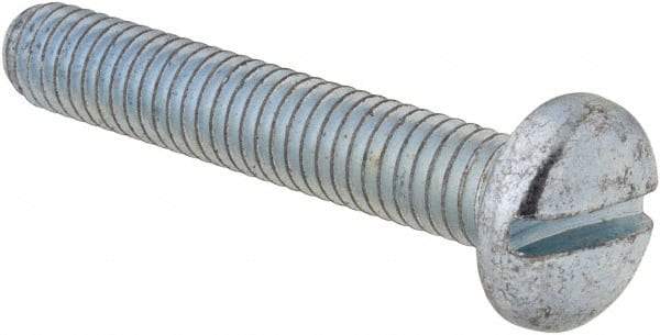 Value Collection - M6x1.00, 35mm Length Under Head Slotted Drive Machine Screw - Pan Head, Grade 4.8 Steel, Zinc-Plated Finish, Without Washer - Eagle Tool & Supply