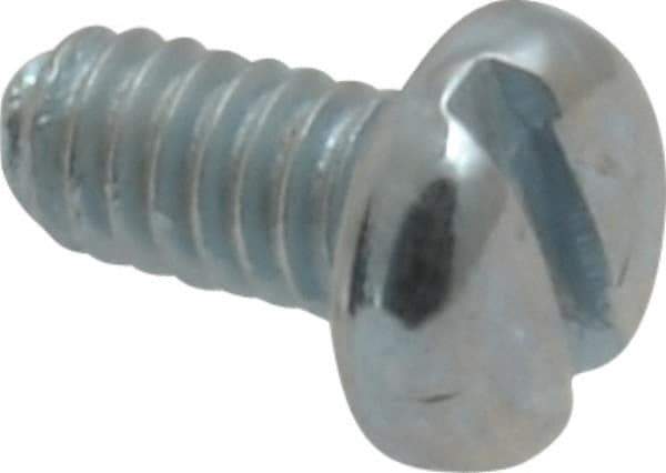 Value Collection - #5-40 UNC, 1/4" Length Under Head Slotted Drive Machine Screw - Pan Head, Grade 2 Steel, Zinc-Plated Finish, Without Washer - Eagle Tool & Supply