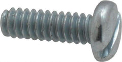 Value Collection - #6-32 UNC, 7/16" Length Under Head Slotted Drive Machine Screw - Pan Head, Grade 2 Steel, Zinc-Plated Finish, Without Washer - Eagle Tool & Supply