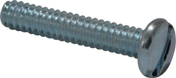 Value Collection - #6-32 UNC, 3/4" Length Under Head Slotted Drive Machine Screw - Pan Head, Grade J82 Steel, Zinc-Plated Finish, Without Washer - Eagle Tool & Supply