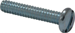 Value Collection - #6-32 UNC, 3/4" Length Under Head Slotted Drive Machine Screw - Pan Head, Grade J82 Steel, Zinc-Plated Finish, Without Washer - Eagle Tool & Supply