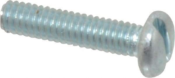 Value Collection - #8-32 UNC, 3/4" Length Under Head Slotted Drive Machine Screw - Pan Head, Grade J82 Steel, Zinc-Plated Finish, Without Washer - Eagle Tool & Supply