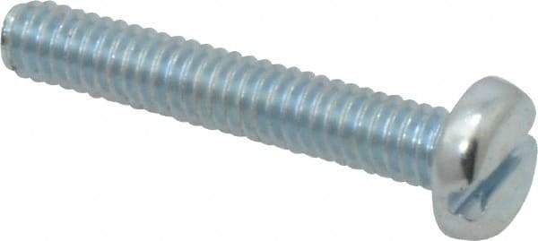 Value Collection - #8-32 UNC, 1" Length Under Head Slotted Drive Machine Screw - Pan Head, Grade J82 Steel, Zinc-Plated Finish, Without Washer - Eagle Tool & Supply