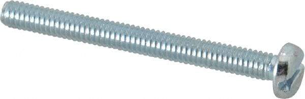 Value Collection - #8-32 UNC, 1-3/4" Length Under Head Slotted Drive Machine Screw - Pan Head, Grade J82 Steel, Zinc-Plated Finish, Without Washer - Eagle Tool & Supply