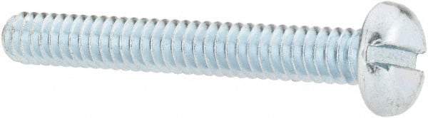 Value Collection - #10-24 UNC, 1-1/2" Length Under Head Slotted Drive Machine Screw - Pan Head, Grade J82 Steel, Zinc-Plated Finish, Without Washer - Eagle Tool & Supply