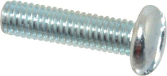 Value Collection - #10-32 UNF, 3/4" Length Under Head Slotted Drive Machine Screw - Pan Head, Grade J82 Steel, Zinc-Plated Finish, Without Washer - Eagle Tool & Supply