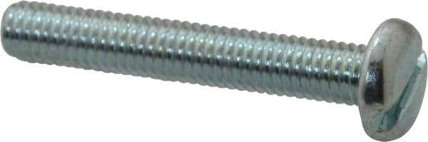Value Collection - #10-32 UNF, 1-1/4" Length Under Head Slotted Drive Machine Screw - Pan Head, Grade J82 Steel, Zinc-Plated Finish, Without Washer - Eagle Tool & Supply