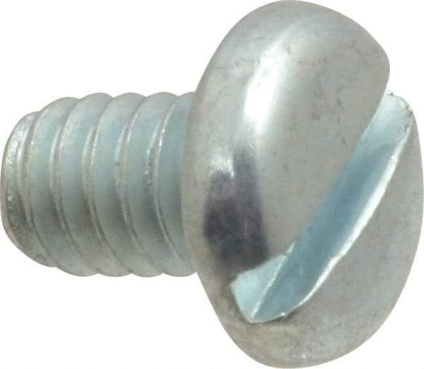 Value Collection - 1/4-20 UNC, 3/8" Length Under Head Slotted Drive Machine Screw - Pan Head, Grade J82 Steel, Zinc-Plated Finish, Without Washer - Eagle Tool & Supply