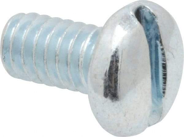 Value Collection - 1/4-20 UNC, 1/2" Length Under Head Slotted Drive Machine Screw - Pan Head, Grade 2 Steel, Zinc-Plated Finish, Without Washer - Eagle Tool & Supply