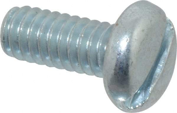 Value Collection - 1/4-20 UNC, 5/8" Length Under Head Slotted Drive Machine Screw - Pan Head, Grade J82 Steel, Zinc-Plated Finish, Without Washer - Eagle Tool & Supply