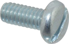 Value Collection - 1/4-20 UNC, 5/8" Length Under Head Slotted Drive Machine Screw - Pan Head, Grade J82 Steel, Zinc-Plated Finish, Without Washer - Eagle Tool & Supply