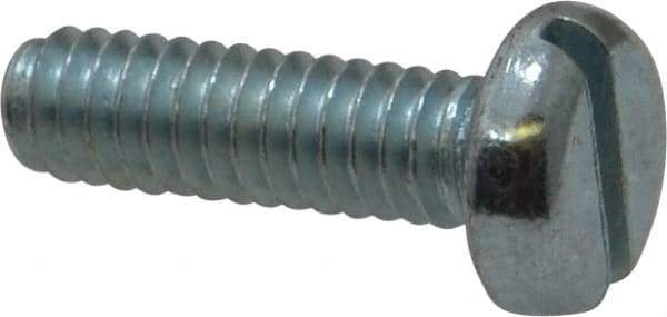 Value Collection - 1/4-20 UNC, 7/8" Length Under Head Slotted Drive Machine Screw - Pan Head, Grade J82 Steel, Zinc-Plated Finish, Without Washer - Eagle Tool & Supply
