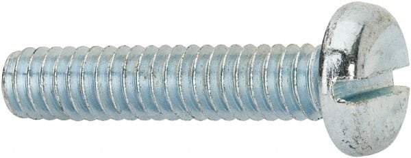 Value Collection - 1/4-20 UNC, 1-1/4" Length Under Head Slotted Drive Machine Screw - Pan Head, Grade J82 Steel, Zinc-Plated Finish, Without Washer - Eagle Tool & Supply