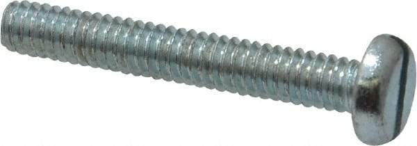 Value Collection - 1/4-20 UNC, 1-3/4" Length Under Head Slotted Drive Machine Screw - Pan Head, Grade J82 Steel, Zinc-Plated Finish, Without Washer - Eagle Tool & Supply