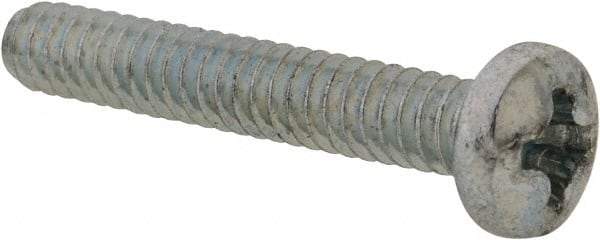 Value Collection - #6-32 UNC, 7/8" Length Under Head Phillips Drive Machine Screw - Pan Head, Grade 2 Steel, Zinc-Plated Finish, Without Washer - Eagle Tool & Supply