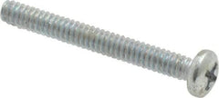 Value Collection - #6-32 UNC, 1-1/4" Length Under Head Phillips Drive Machine Screw - Pan Head, Grade 2 Steel, Zinc-Plated Finish, Without Washer - Eagle Tool & Supply