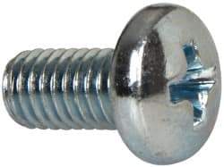 Value Collection - #8-32 UNC, 3/8" Length Under Head Phillips Drive Machine Screw - Pan Head, Grade J82 Steel, Zinc-Plated Finish, Without Washer - Eagle Tool & Supply