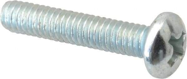 Value Collection - #8-32 UNC, 7/8" Length Under Head Phillips Drive Machine Screw - Pan Head, Grade 2 Steel, Zinc-Plated Finish, Without Washer - Eagle Tool & Supply