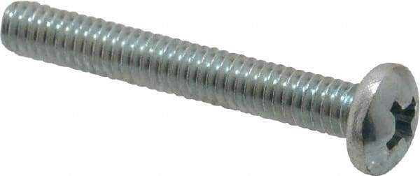 Value Collection - #8-32 UNC, 1-1/4" Length Under Head Phillips Drive Machine Screw - Pan Head, Grade 2 Steel, Zinc-Plated Finish, Without Washer - Eagle Tool & Supply