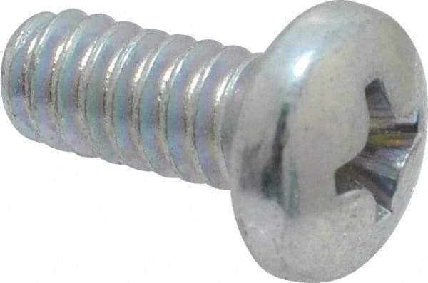Value Collection - #10-24 UNC, 7/16" Length Under Head Phillips Drive Machine Screw - Pan Head, Grade J82 Steel, Zinc-Plated Finish, Without Washer - Eagle Tool & Supply