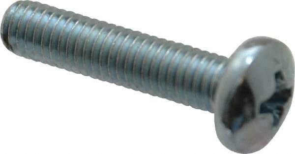 Value Collection - #10-32 UNF, 7/8" Length Under Head Phillips Drive Machine Screw - Pan Head, Grade 2 Steel, Zinc-Plated Finish, Without Washer - Eagle Tool & Supply