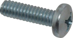 Value Collection - 1/4-20 UNC, 7/8" Length Under Head Phillips Drive Machine Screw - Pan Head, Grade 2 Steel, Zinc-Plated Finish, Without Washer - Eagle Tool & Supply