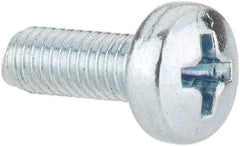 Value Collection - M3x0.50, 8mm Length Under Head Phillips Drive Machine Screw - Pan Head, Grade 4.8 Steel, Zinc-Plated Finish, Without Washer - Eagle Tool & Supply