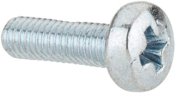 Value Collection - M3x0.50, 10mm Length Under Head Phillips Drive Machine Screw - Pan Head, Grade 4.8 Steel, Zinc-Plated Finish, Without Washer - Eagle Tool & Supply