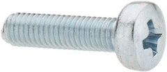 Value Collection - M3x0.50, 12mm Length Under Head Phillips Drive Machine Screw - Pan Head, Grade 4.8 Steel, Zinc-Plated Finish, Without Washer - Eagle Tool & Supply