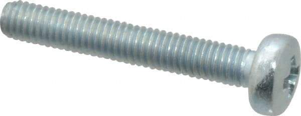 Value Collection - M3x0.50, 20mm Length Under Head Phillips Drive Machine Screw - Pan Head, Grade 4.8 Steel, Zinc-Plated Finish, Without Washer - Eagle Tool & Supply