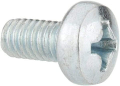 Value Collection - M4x0.70, 8mm Length Under Head Phillips Drive Machine Screw - Pan Head, Grade 4.8 Steel, Zinc-Plated Finish, Without Washer - Eagle Tool & Supply