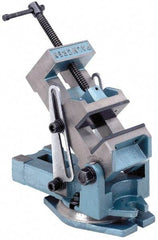 Palmgren - 4" Jaw Width, 4" Jaw Opening Capacity, Angle Swivel Machine Vise - Manual Operation, 1 Station, 12" Long x 6-1/4" High x 1-3/4" Deep - Eagle Tool & Supply