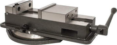 Palmgren - 6" Jaw Width, 8-3/4" Jaw Opening Capacity, Horizontal Swivel Machine Vise - Manual Operation, 1 Station, 19-1/2" Long x 1-3/4" Deep, 1-5/8" Jaw Height - Eagle Tool & Supply