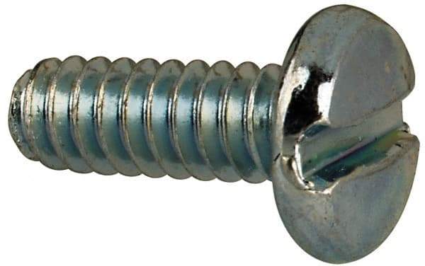 Value Collection - #6-32 UNC, 3/8" Length Under Head Slotted Drive Machine Screw - Binding Head, Grade J82 Steel, Zinc-Plated Finish, Without Washer - Eagle Tool & Supply