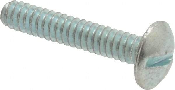 Value Collection - #6-32 UNC, 3/4" Length Under Head Slotted Drive Machine Screw - Truss Head, Grade 2 Steel, Zinc-Plated Finish, Without Washer - Eagle Tool & Supply