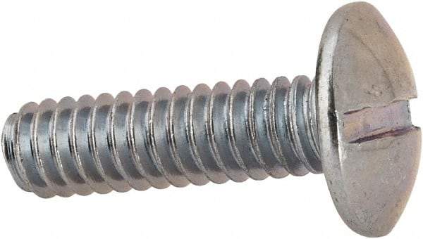 Value Collection - 1/4-20 UNC, 7/8" Length Under Head Slotted Drive Machine Screw - Truss Head, Grade J82 Steel, Zinc-Plated Finish, Without Washer - Eagle Tool & Supply