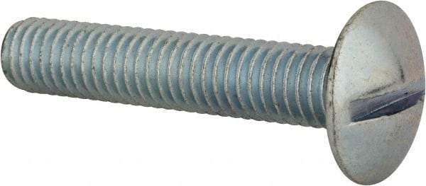 Value Collection - 3/8-16 UNC, 2" Length Under Head Slotted Drive Machine Screw - Truss Head, Grade 2 Steel, Zinc-Plated Finish, Without Washer - Eagle Tool & Supply